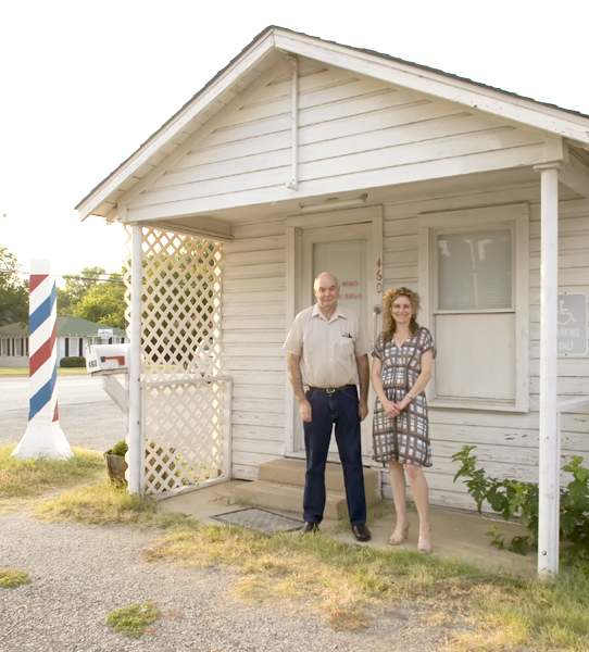 Jennifer Grisham and Joe Shirley at Bethel Road Barber Shop